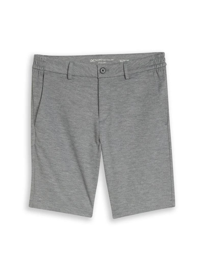 slim piqué chino short, grey melange pique
