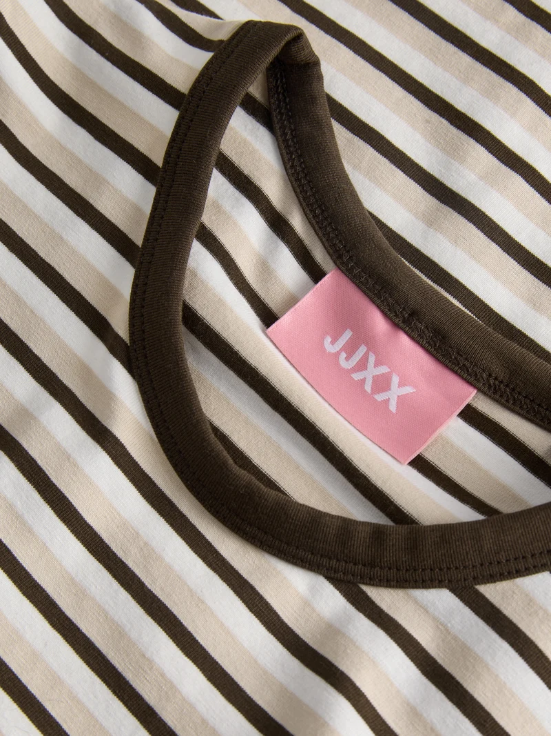 JXGIGI STR SS STRIPE TEE JRS EXP LN, Cloud Dancer/Oatmeal & Demitasse