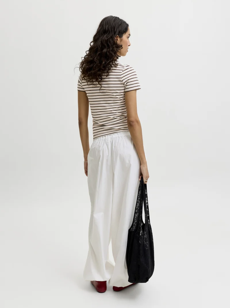 JXGIGI STR SS STRIPE TEE JRS EXP LN, Cloud Dancer/Oatmeal & Demitasse