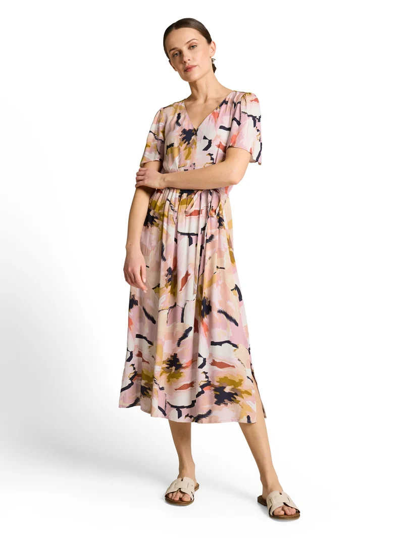 dress feminine printed, big abstract flower print