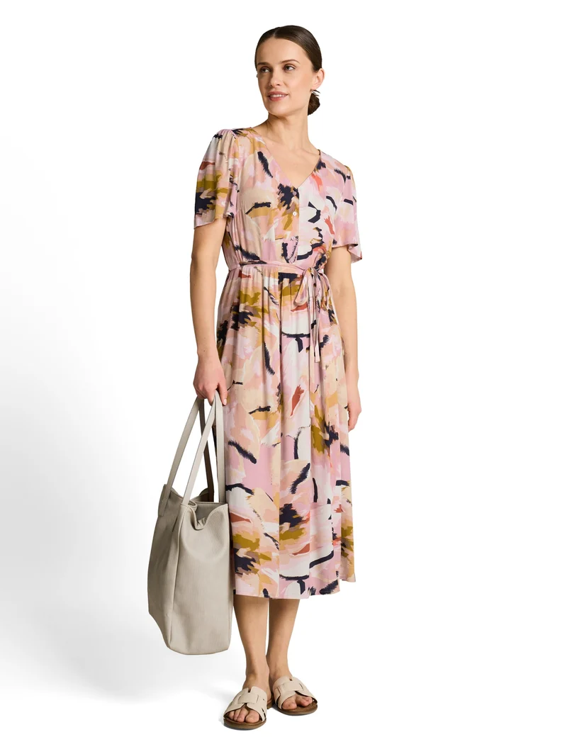 dress feminine printed, big abstract flower print