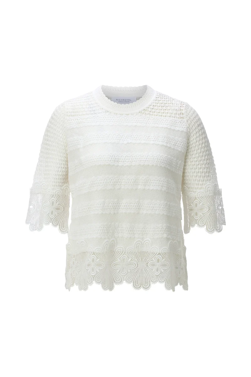 RNK SH SLVS Lace Stitch, pearl white