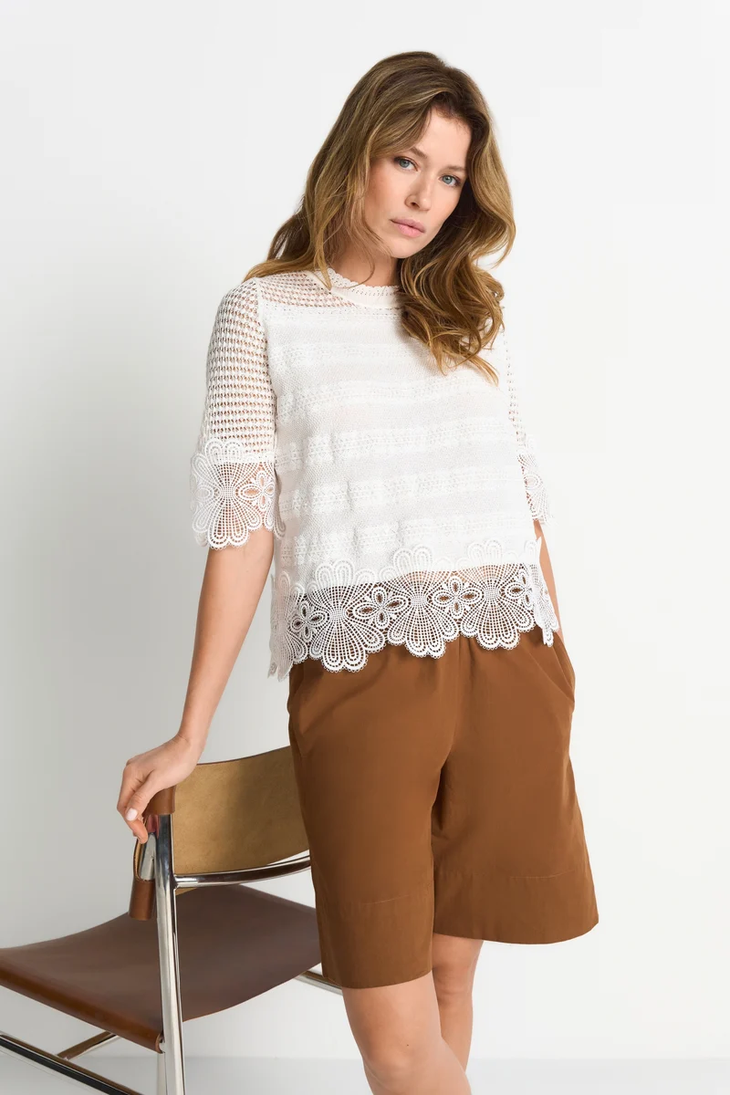 RNK SH SLVS Lace Stitch, pearl white