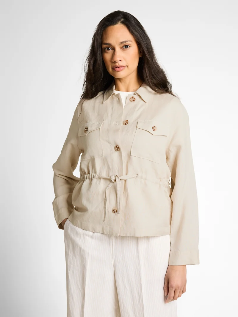 blazer jacket with linen, sand stone beige