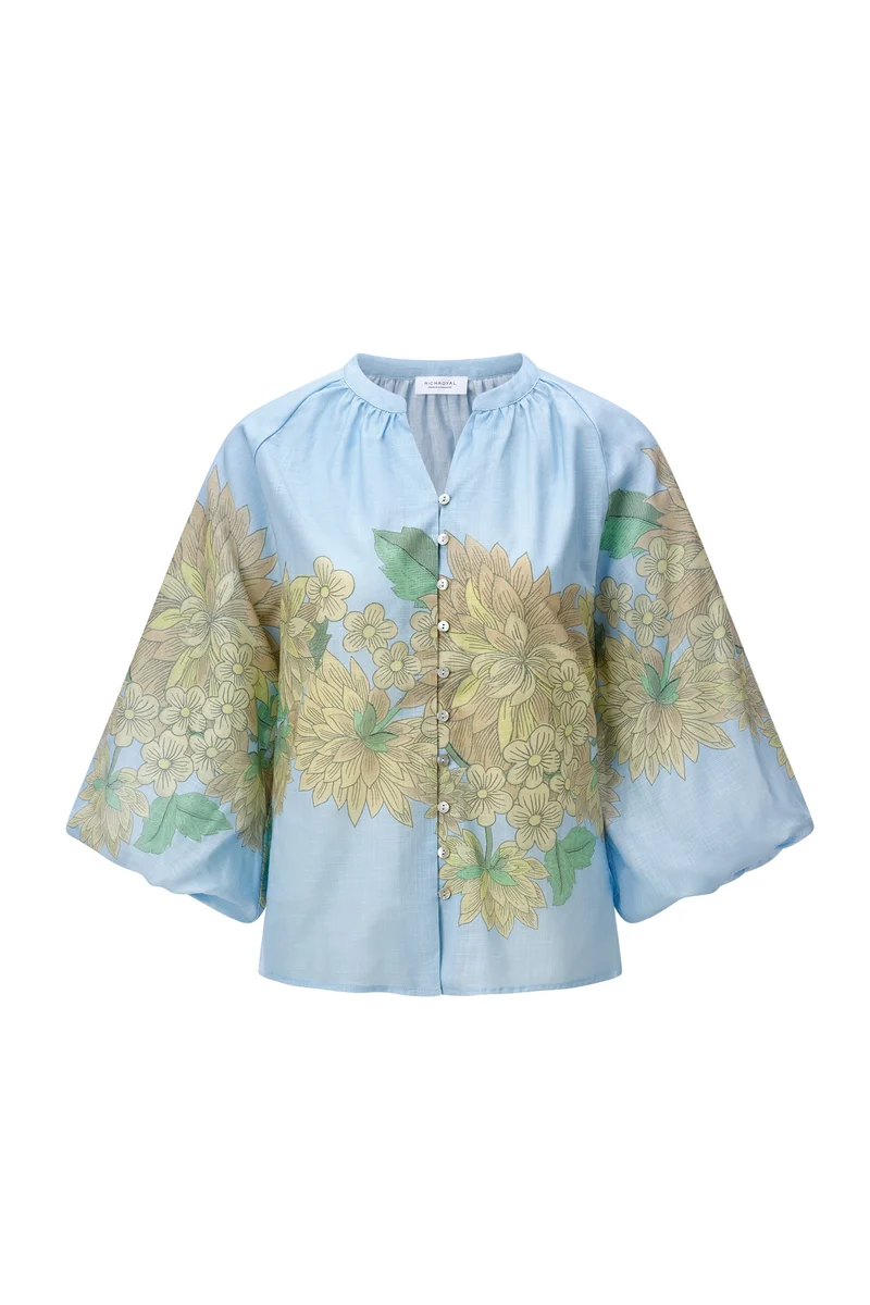 Blouse with place print, lagoon