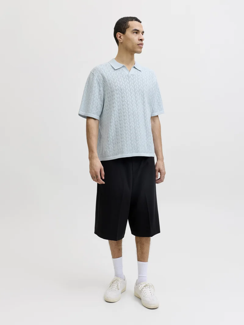 JORTYLER KNIT SS SPLIT NECK POLO SN, Cashmere Blue