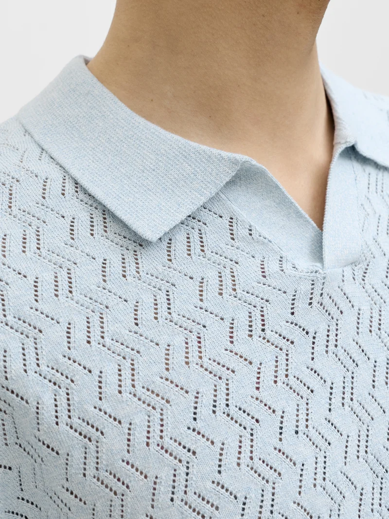 JORTYLER KNIT SS SPLIT NECK POLO SN, Cashmere Blue