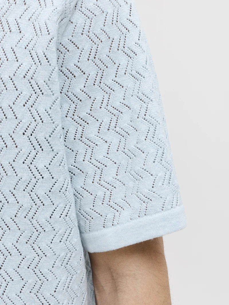 JORTYLER KNIT SS SPLIT NECK POLO SN, Cashmere Blue
