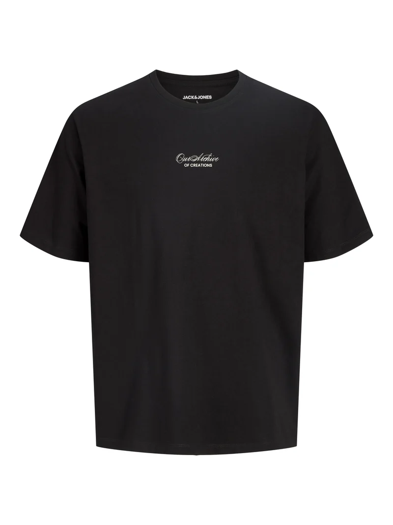 JJART PRINT TEE SS CREW NECK, Black