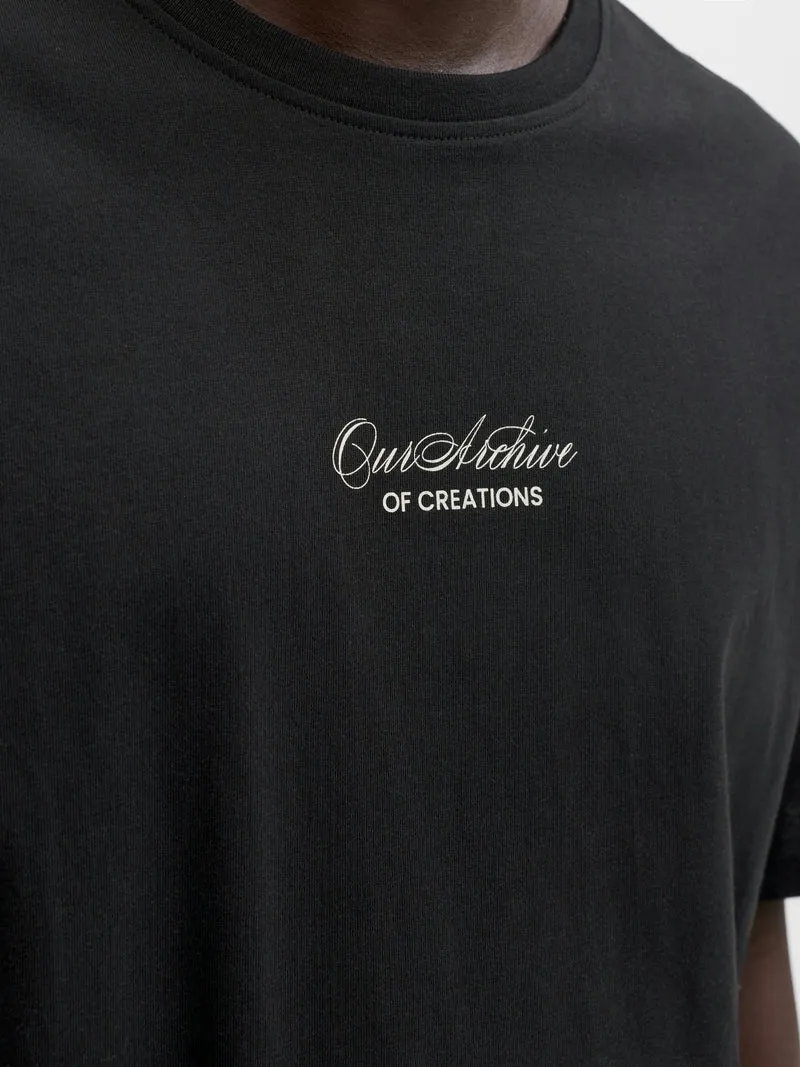 JJART PRINT TEE SS CREW NECK, Black
