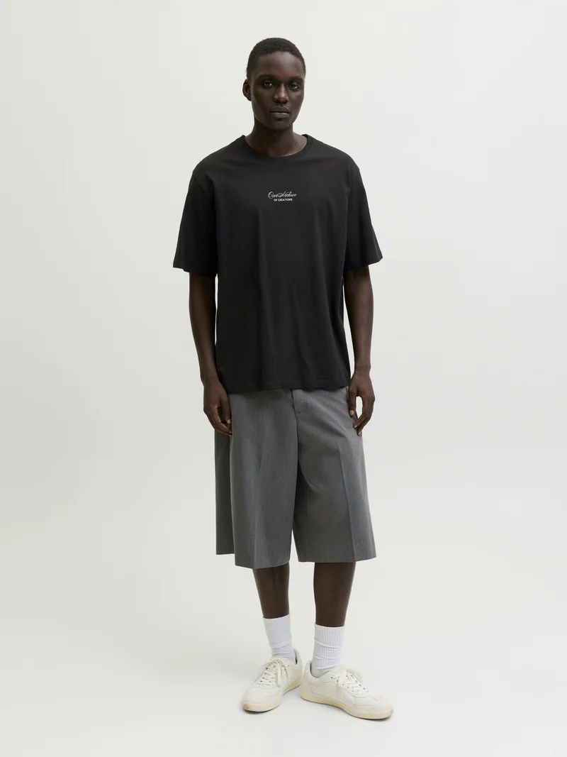 JJART PRINT TEE SS CREW NECK, Black
