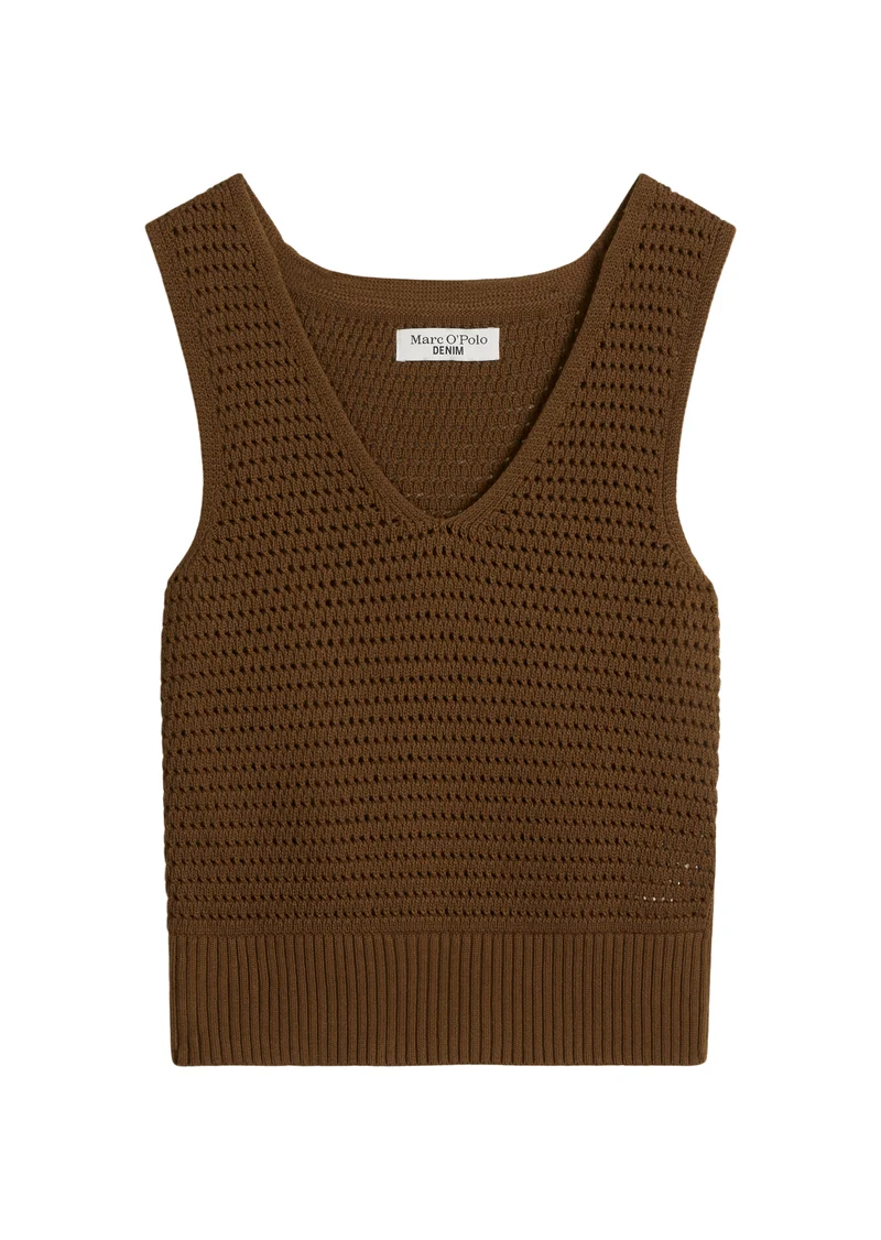 Knit Top, Sleeveless, V-Neck, Umbra Brown
