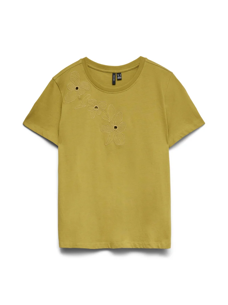 VMMIRANIA FRANCIS SS TOP BOX JRS, Willow/SHOULDER BRODERIE