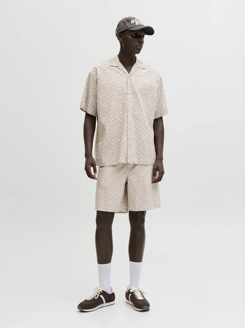 JJMILO SEERSUCKER RESORT SHIRT SS, Moonbeam/AOP