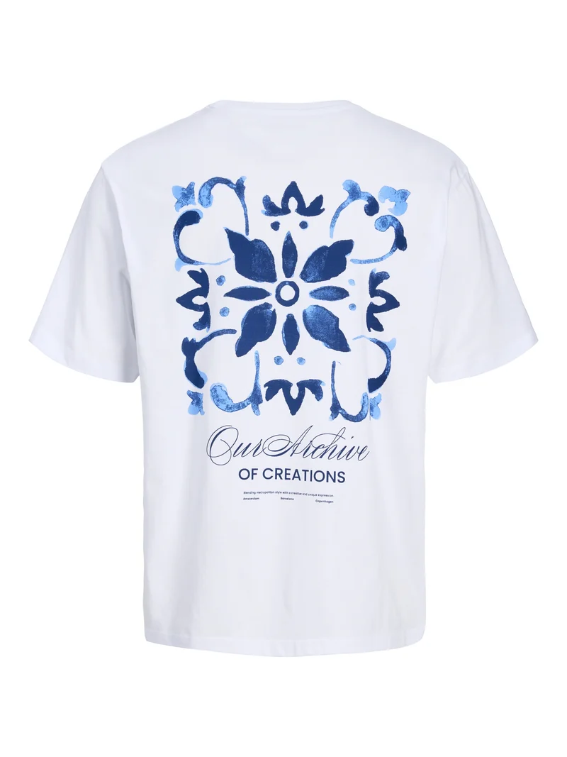 JJART PRINT TEE SS CREW NECK, Bright White
