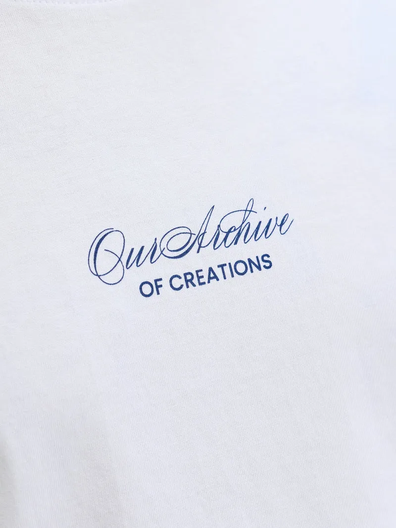 JJART PRINT TEE SS CREW NECK, Bright White