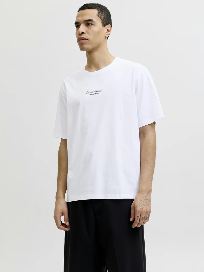 JJART PRINT TEE SS CREW NECK, Bright White