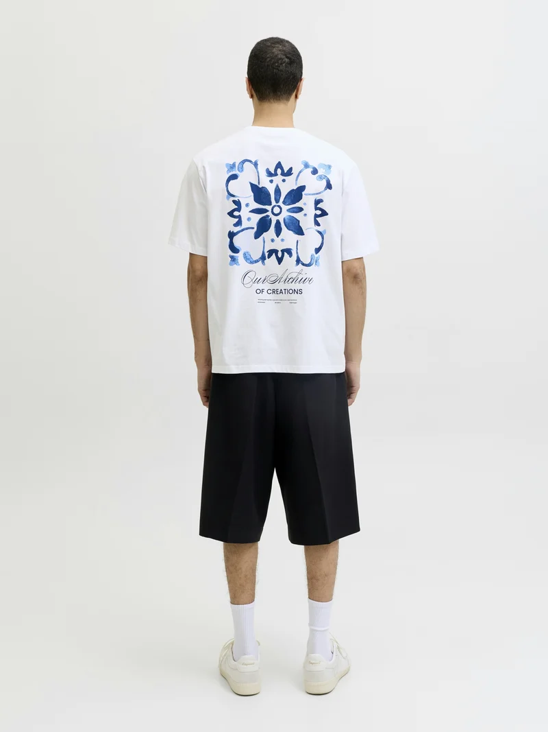 JJART PRINT TEE SS CREW NECK, Bright White