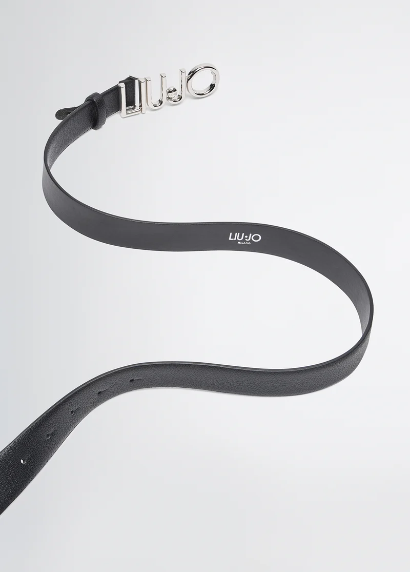 Belt with logo buckle