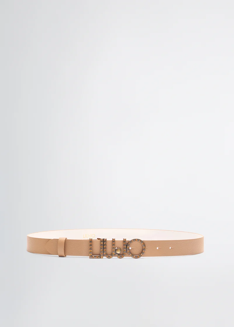 Belt with logo buckle