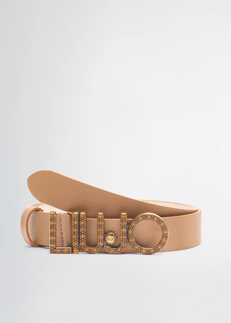 Belt with logo buckle