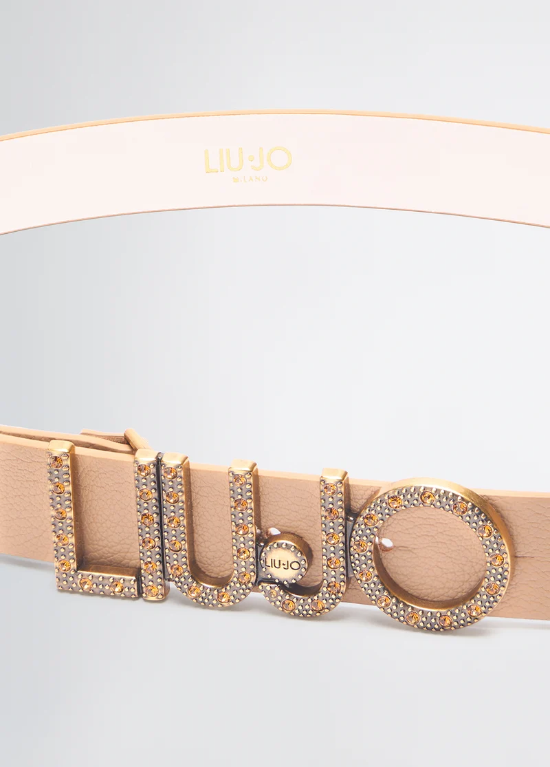 Belt with logo buckle
