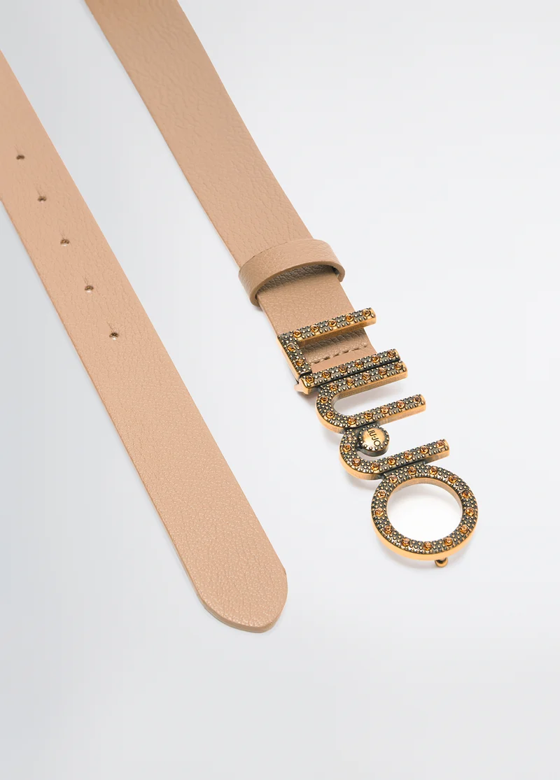 Belt with logo buckle