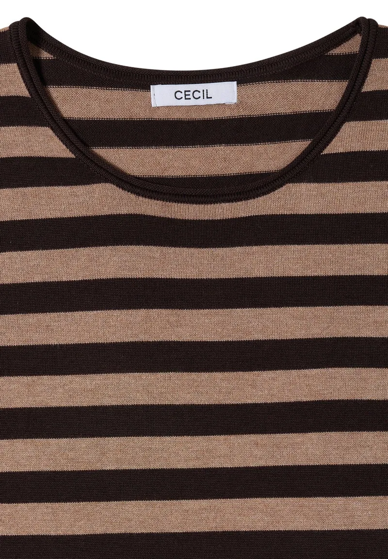 TOS_Striped Roundneck, truffle brown