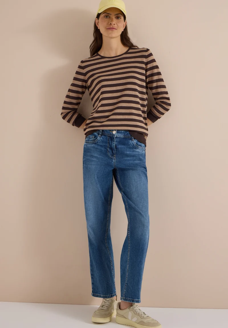 TOS_Striped Roundneck, truffle brown