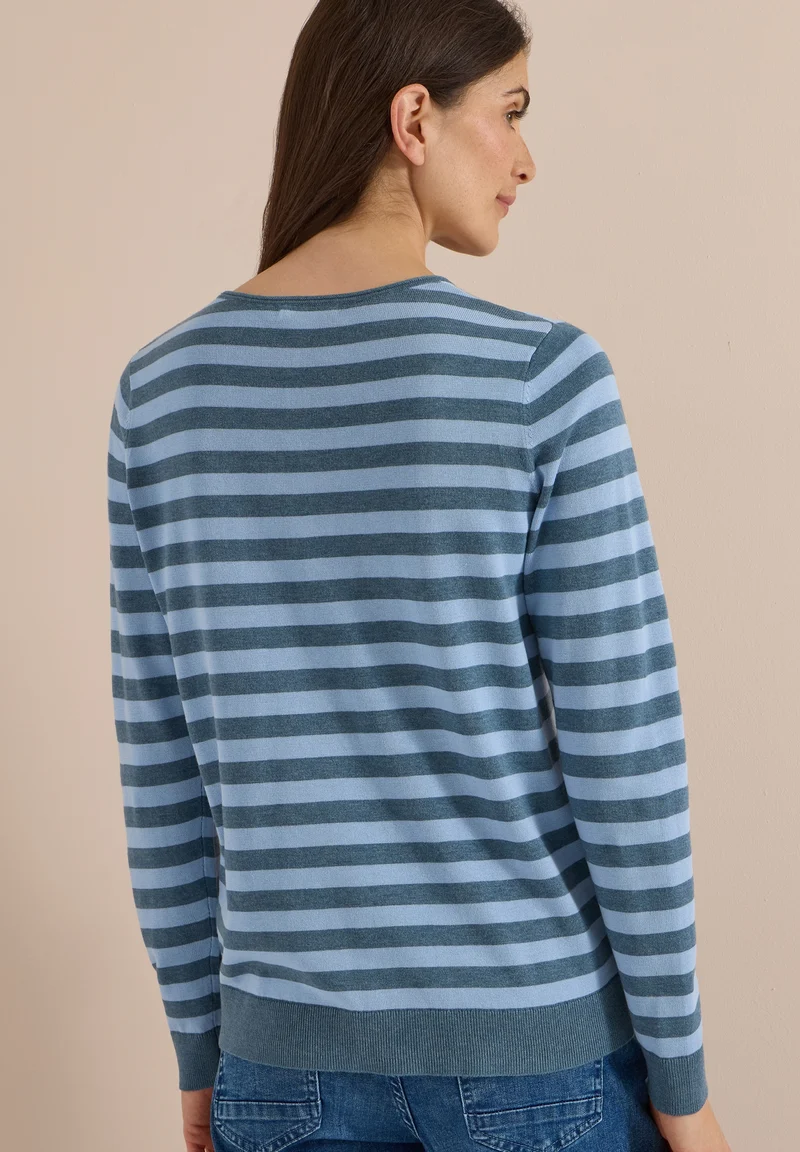 TOS_Striped Roundneck, easy blue