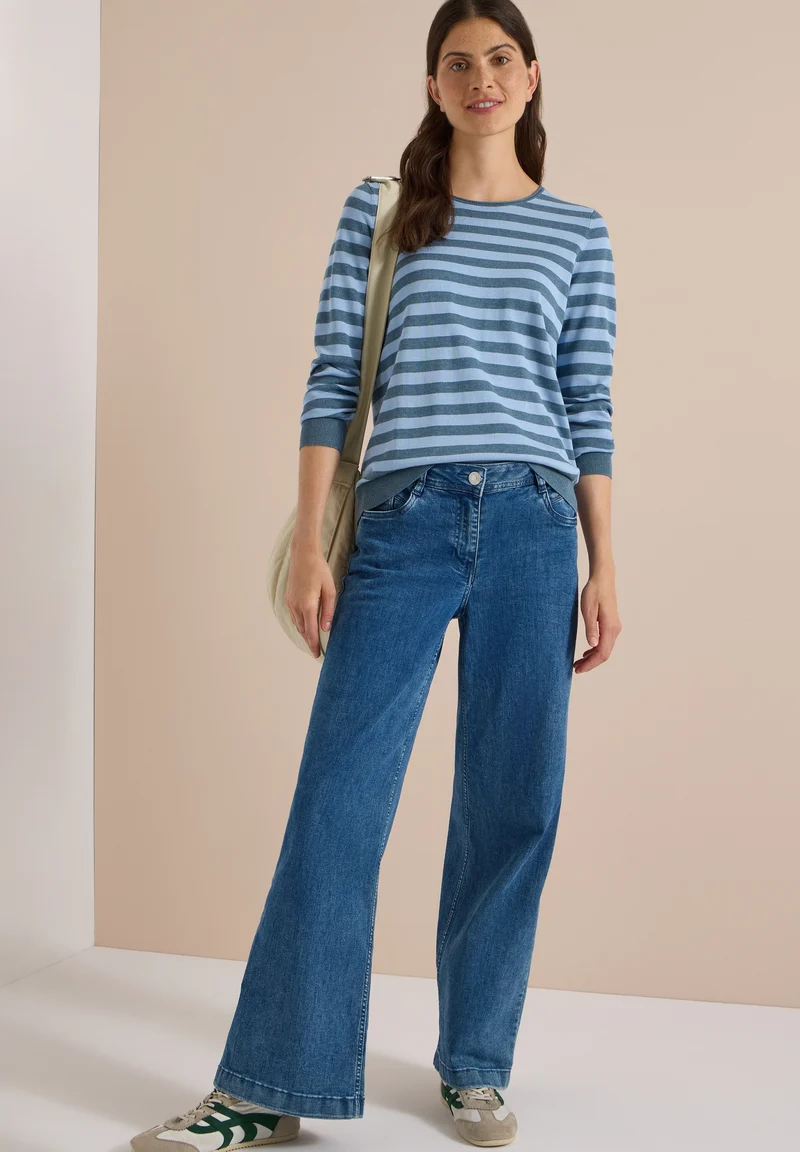 TOS_Striped Roundneck, easy blue