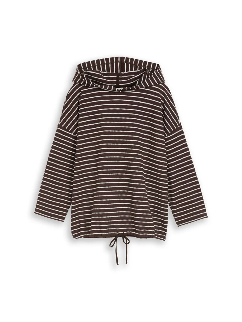 T-shirt hoody stripe structure, java dark brown white stripe