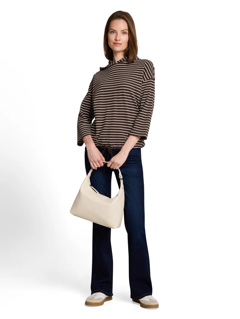 T-shirt hoody stripe structure, java dark brown white stripe
