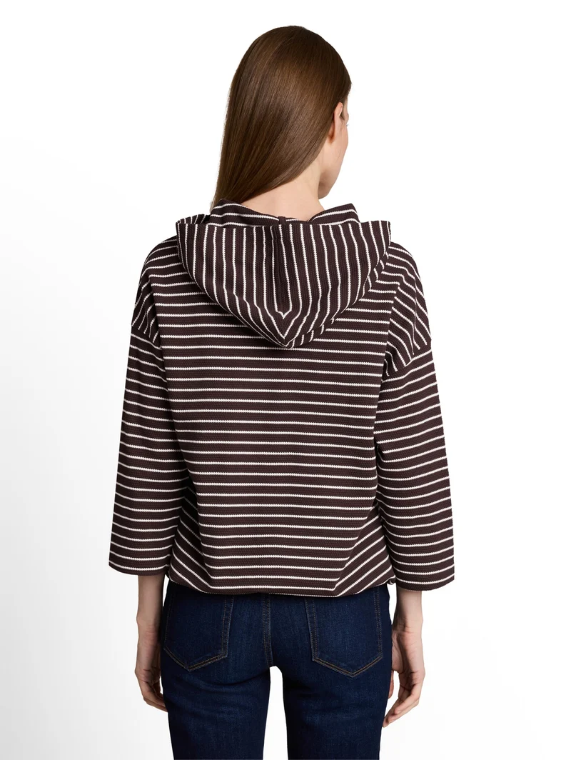 T-shirt hoody stripe structure, java dark brown white stripe