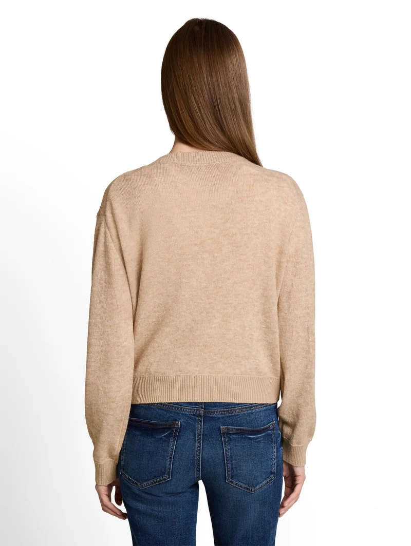 knit cosy cardigan, gravel beige melange
