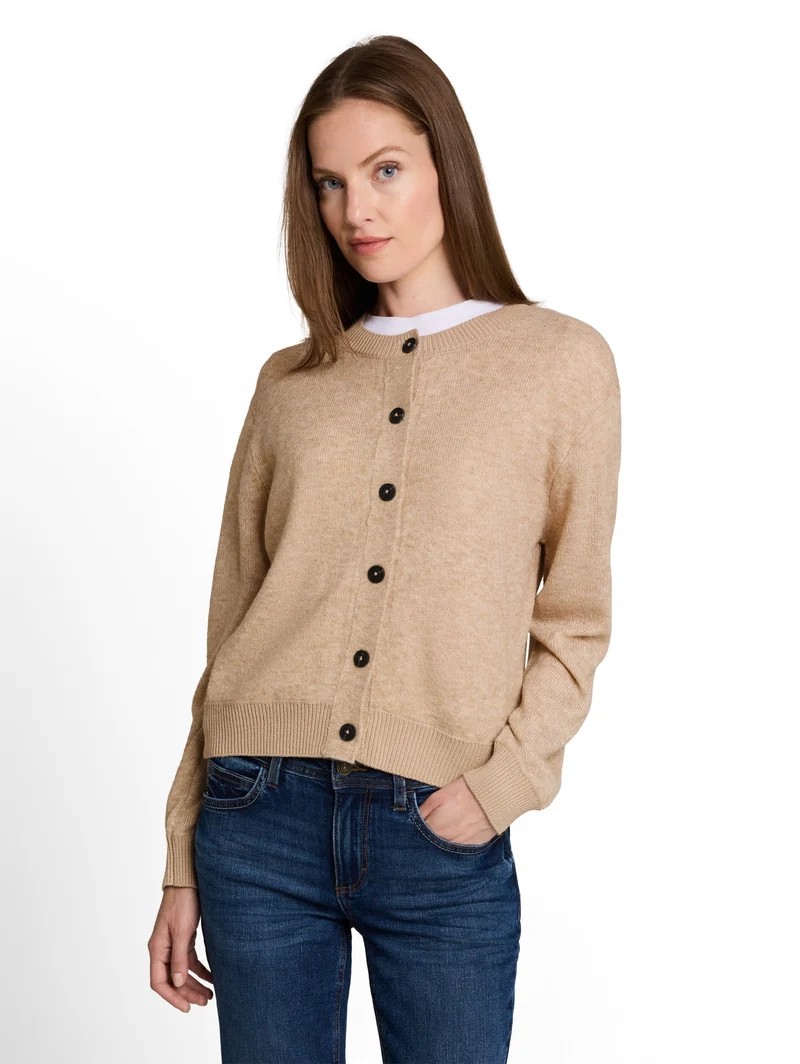 knit cosy cardigan, gravel beige melange