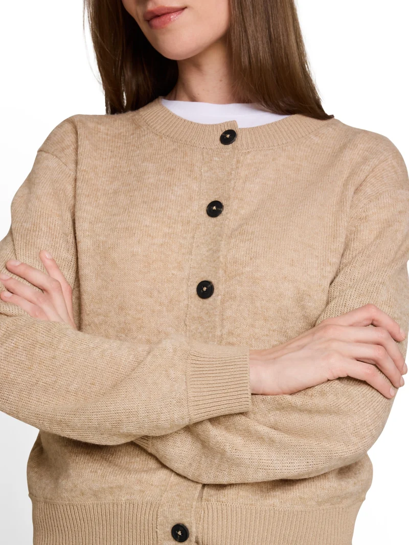 knit cosy cardigan, gravel beige melange