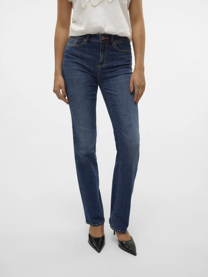 VMFLASH MR STRAIGHT JEANS LI3300 GA, Dark Blue Denim