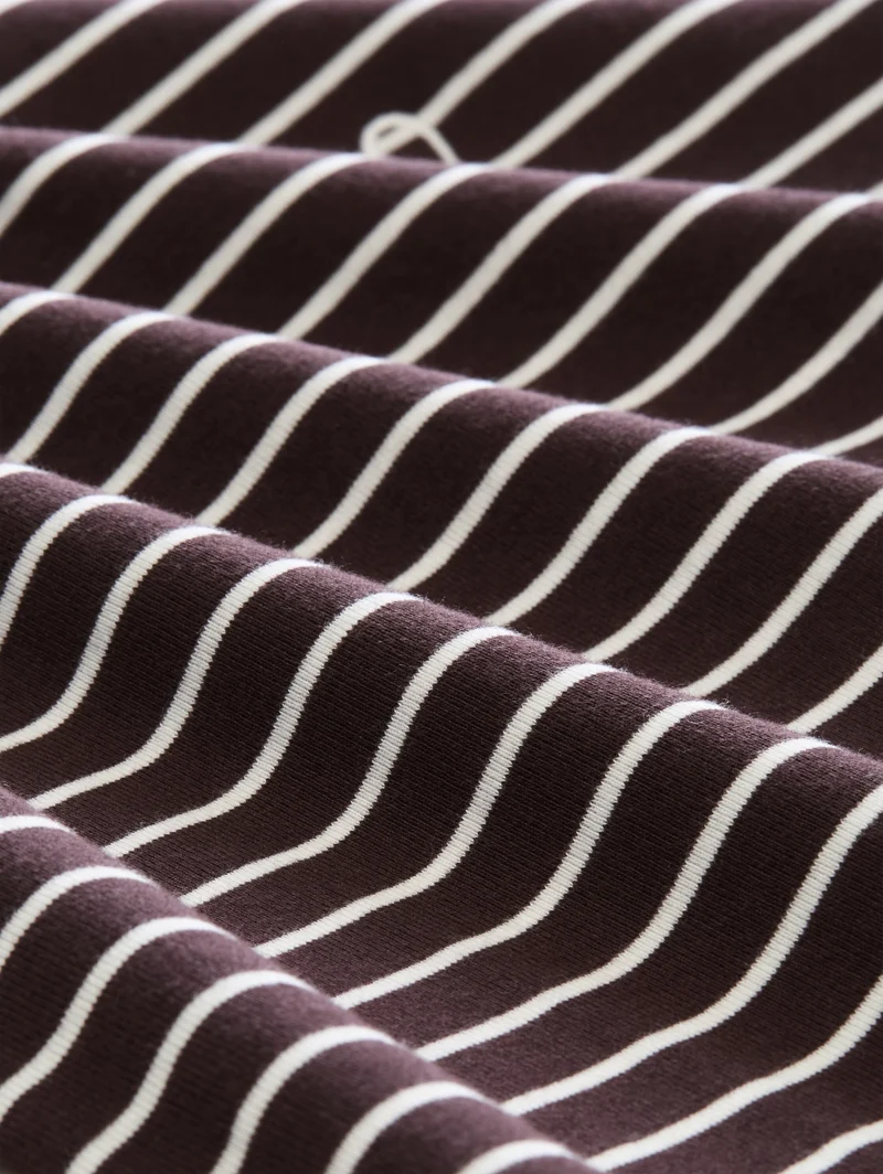 T-Shirt striped boatneck, brown white stripe