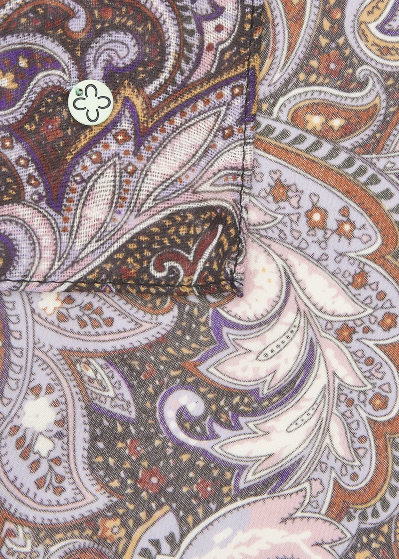 PRINTED SCARF RECYCLED POLYESTER PAISLEY lila-55X180CM, lila