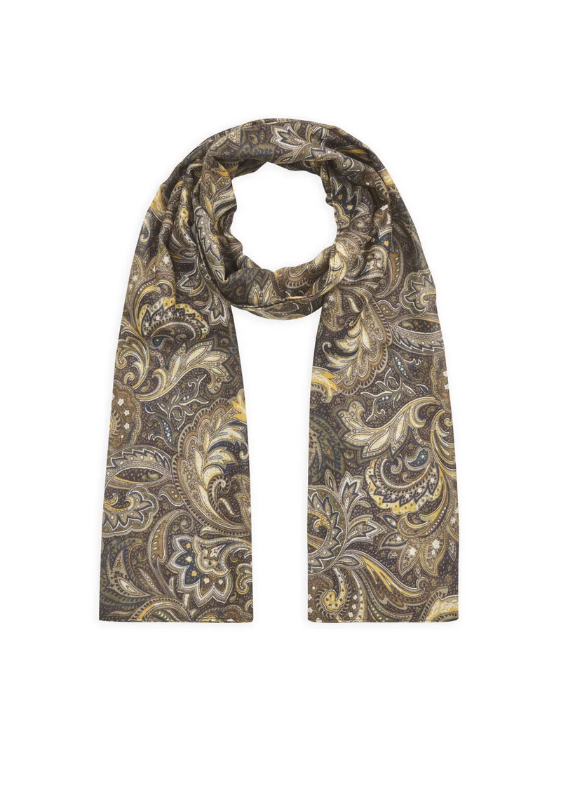 PRINTED SCARF RECYCLED POLYESTER PAISLEY grün-55X180CM, grün