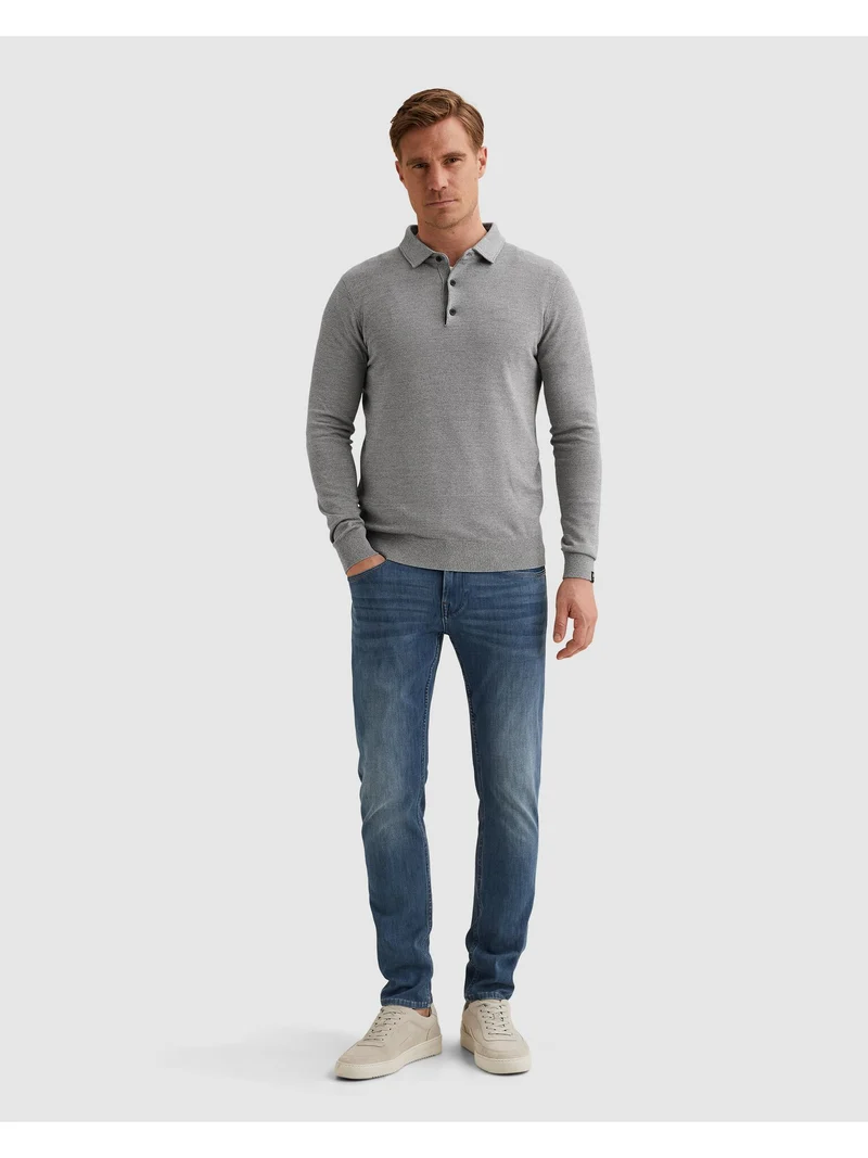 Long sleeve polo cotton modal moul, China Blue