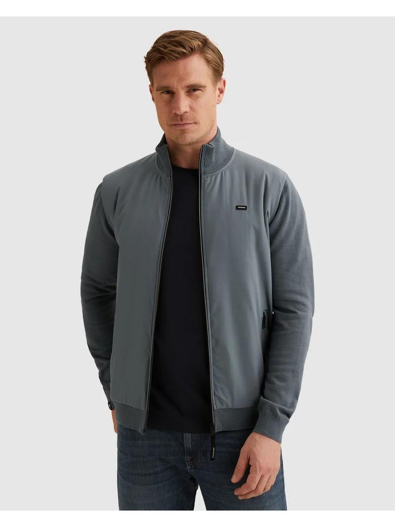 Zip jacket cotton modal, China Blue
