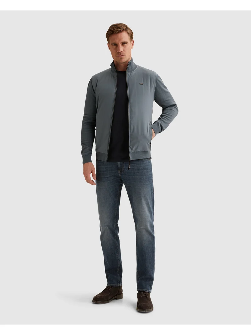 Zip jacket cotton modal, China Blue