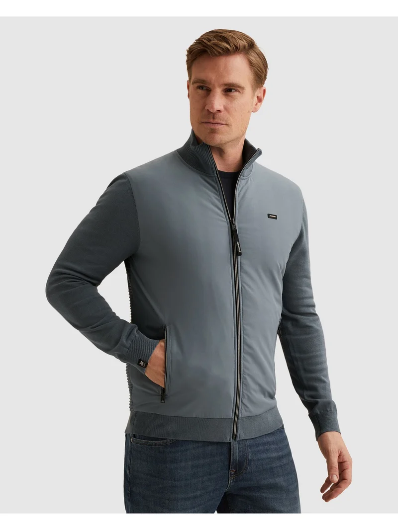 Zip jacket cotton modal, China Blue