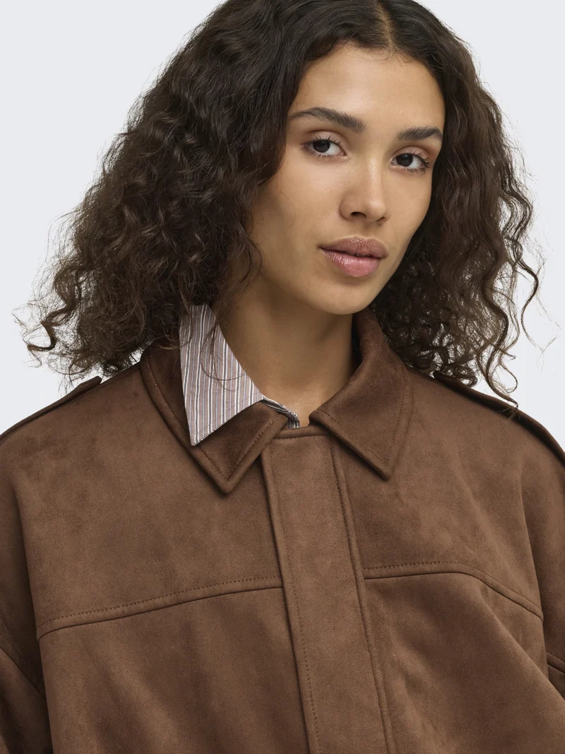 ONLMOON-STINA FAUX SUEDE BOMBER PNT, Soft Silt