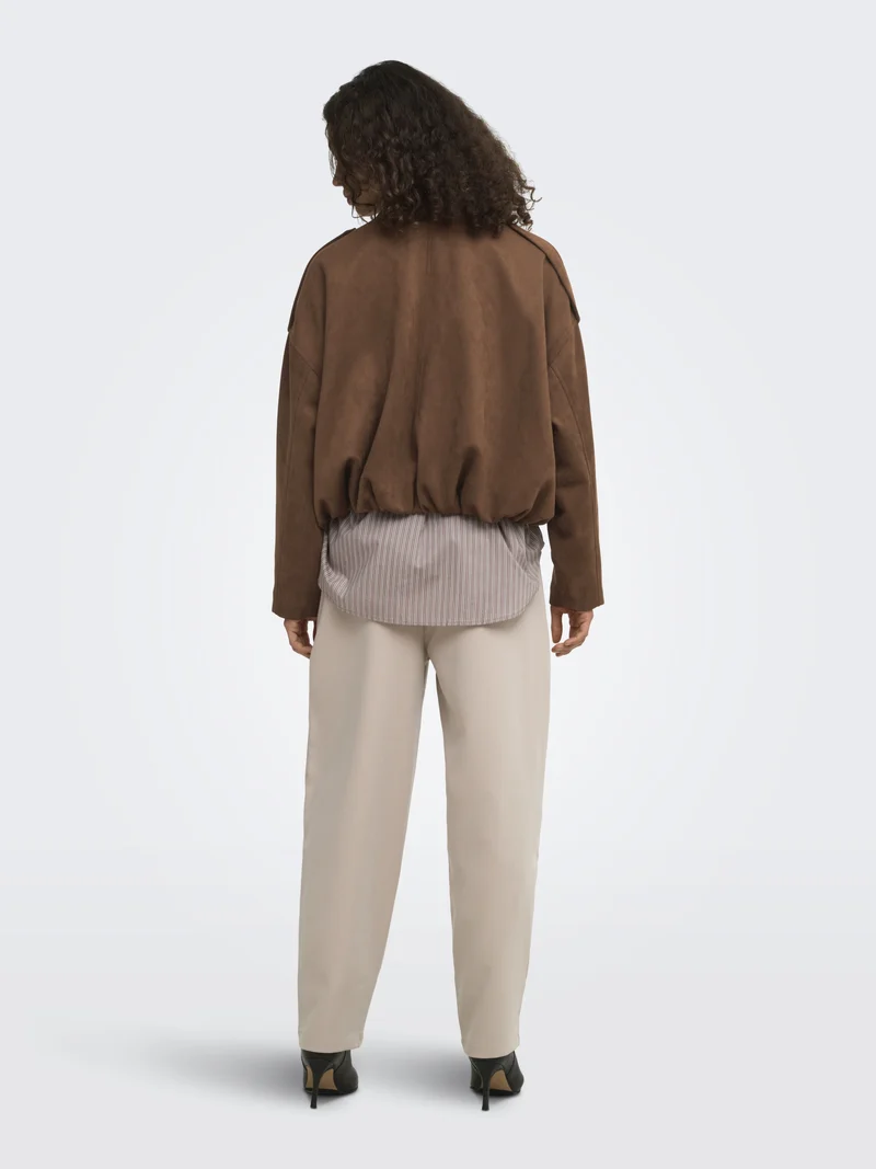 ONLMOON-STINA FAUX SUEDE BOMBER PNT, Soft Silt