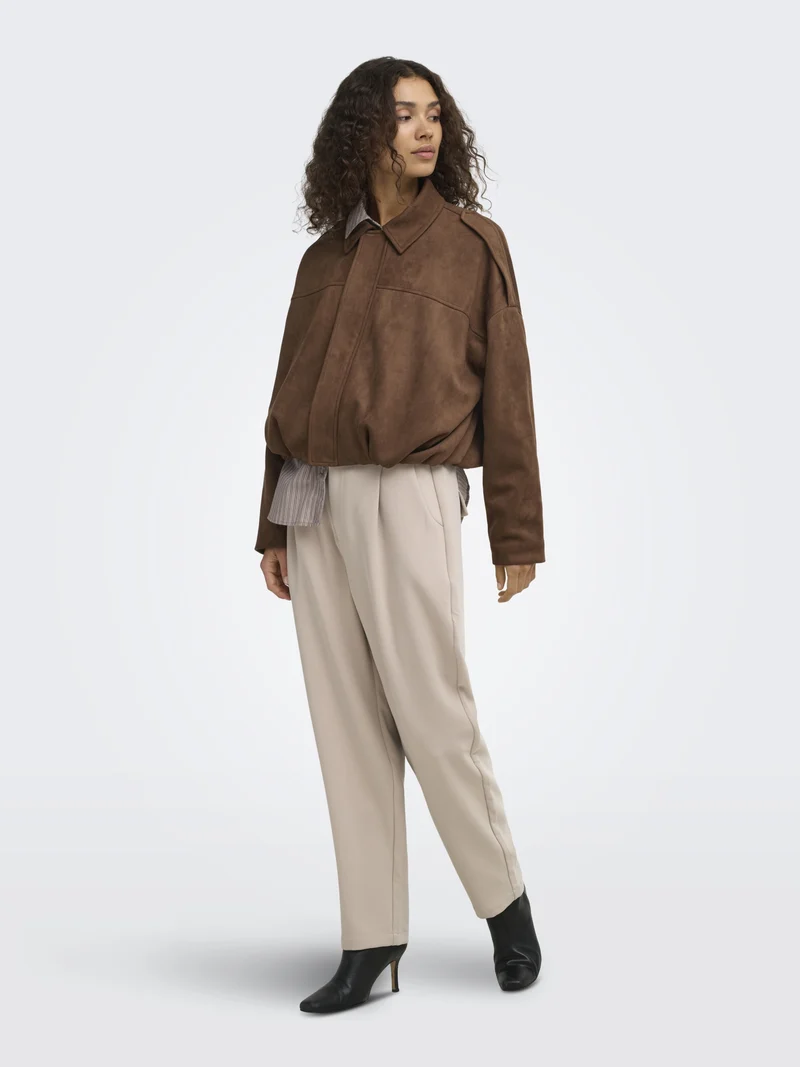 ONLMOON-STINA FAUX SUEDE BOMBER PNT, Soft Silt