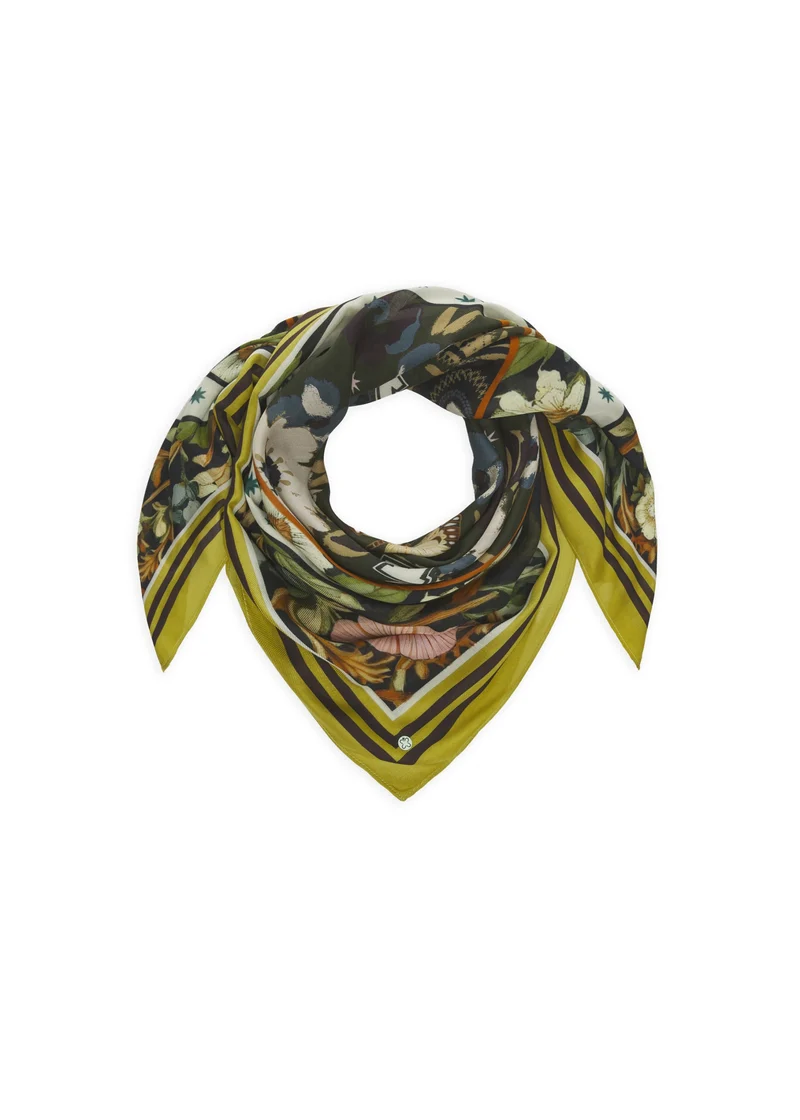 PRINTED SQUARE AUTUMN FLOWERS FOREVER YOURS grün-110X110CM, grün