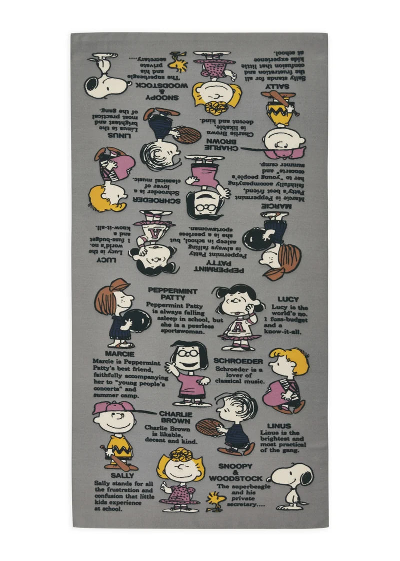PRINTED SCARF POLYESTER TWILL PEANUTS CHARACTERS grau-70X180CM, grau